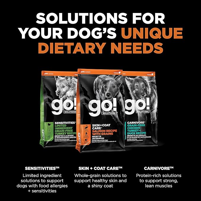Go! Solutions Skin + Coat Care, Dry Dog Food, Salmon Recipe with Grains, 3.5 lb Bag