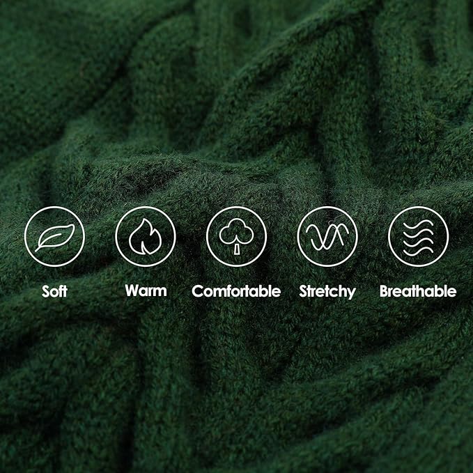 Dog Sweaters for Small Dogs Classic Turtleneck Dog Christmas Sweater Thick Warm Pullover Male Puppy Pet Stretch Knitwear Fall Winter Clothes with Leash Hole(Green, S)