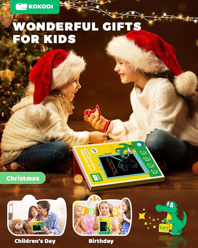 KOKODI LCD Writing Tablet, 10 Inch Colorful Doodle Board Drawing Tablet, Erasable Reusable Electronic Drawing Pads, Educational and Learning Toy for 3-6 Years Old Boy and Girls