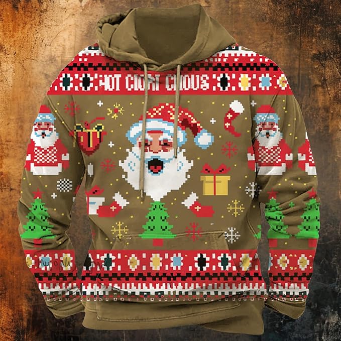 HOTYD Mens Western Aztec Sweatshirts Long Sleeve Fall Fashion Drawstring Pullover Vintage Graphic Cowboy Hoodie for Men