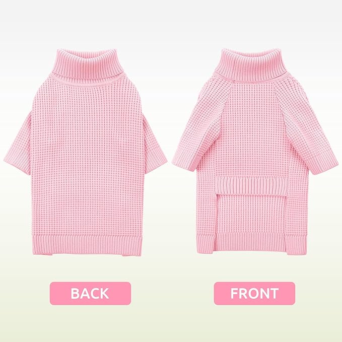 Queenmore Large Dog Sweater, Dog Sweaters for Large Dogs, Soft Warm Pet Christmas Sweaters, Extra Large Breeds Kintwear, Turtleneck Pullover Pet Clothes, Pink 3XL