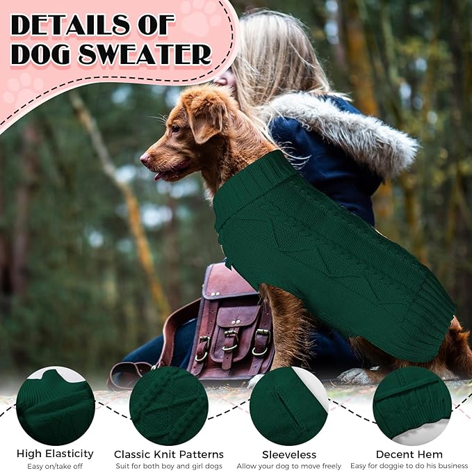 Dog Sweaters for Small Medium Large Dogs Girl, Soft Warm Turtleneck Pup Dogs Shirt, Double Knitting Collar for Outdoor Playing, Warm Dog Clothes