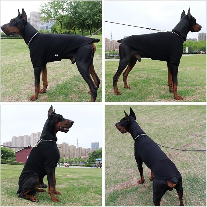 Lovelonglong Ribbed Dog T-Shirt Cotton Knitted Dog Sweaters for All Season Pet T-Shirts for Large Medium Small Dogs Black M