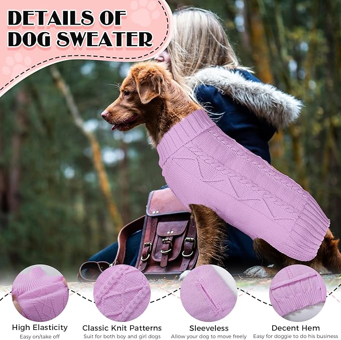 Dog Sweaters for Small Medium Large Dogs Girl, Soft Warm Turtleneck Pup Dogs Shirt, Double Knitting Collar for Outdoor Playing, Warm Dog Clothes