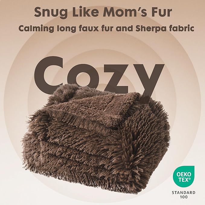 gogobunny Waterproof Dog Blanket for Large Dogs, Cats, Puppy, Reversible Faux Fur Pet Throw Blanket, Washable, Calming Furniture Protection for Sofa Bed (60x80 Inch (Pack of 1), Chocolate)