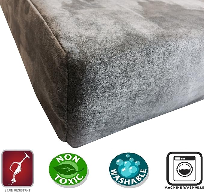 Dogbed4less Orthopedic Gel Memory Foam Pet Dog Bed, Waterproof Liner with External Microsuede Cover and Bonus Antislip Cover (Microsuede Gray, 35"X20"X4" Inches)