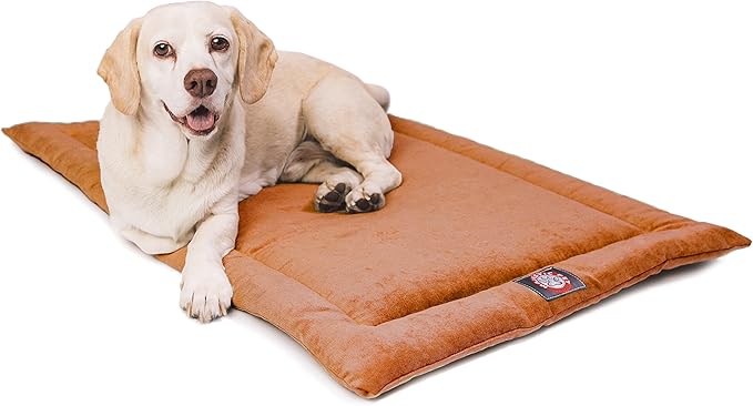 Majestic Pet Dog Crate Mat - Machine Washable Soft Plush Pet Bed Pad for Crates & Kennels | USA Crafted | 24"x18" Villa Orange