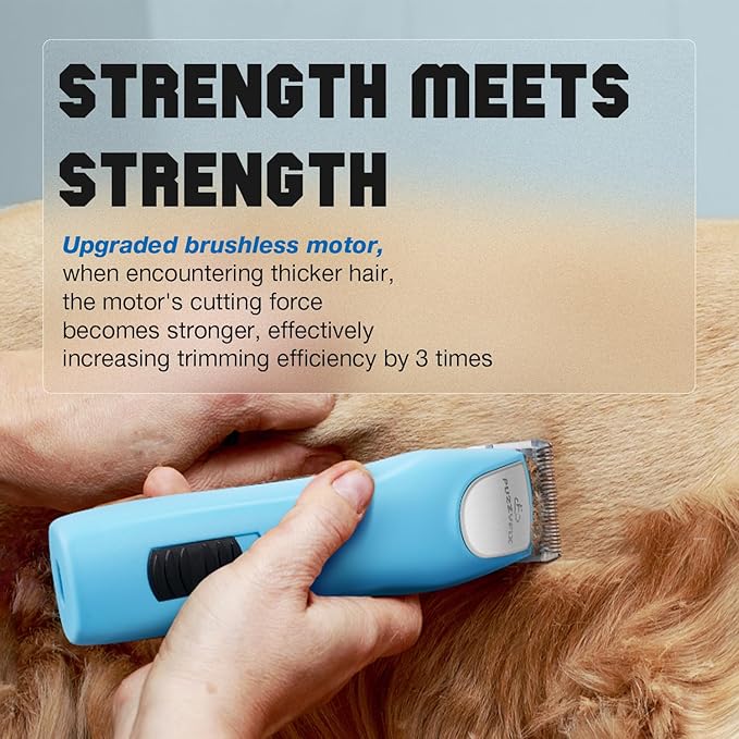 Professional Dog Clippers for Grooming - 2 Speed Pet Grooming Kit for Thick Curly Matted Coats - Low Noise Heavy Duty Cordless Hair Trimmer with Detachable Metal Blade for Animal/Pet/Horse