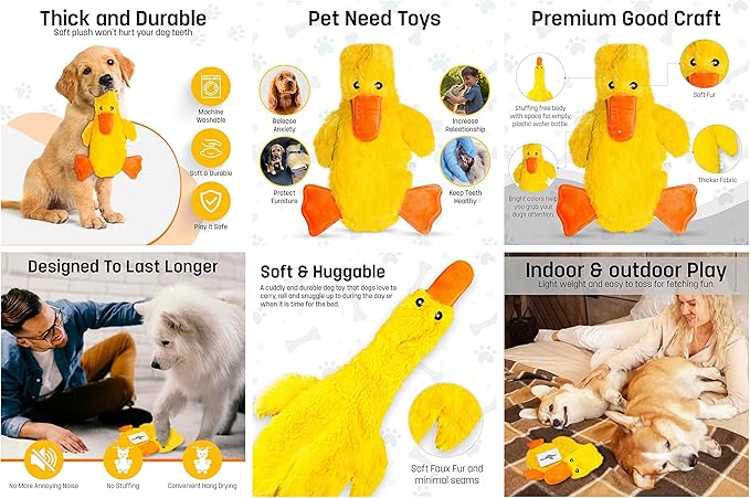 FGA MARKETPLACE Racoon-Duck Flat NO Stuffing NO Squeak Plush Dog Toy, Funny Style Will Entertain Your Pet for Hours, Recommended for Small and Medium Dog 21 INCH Long