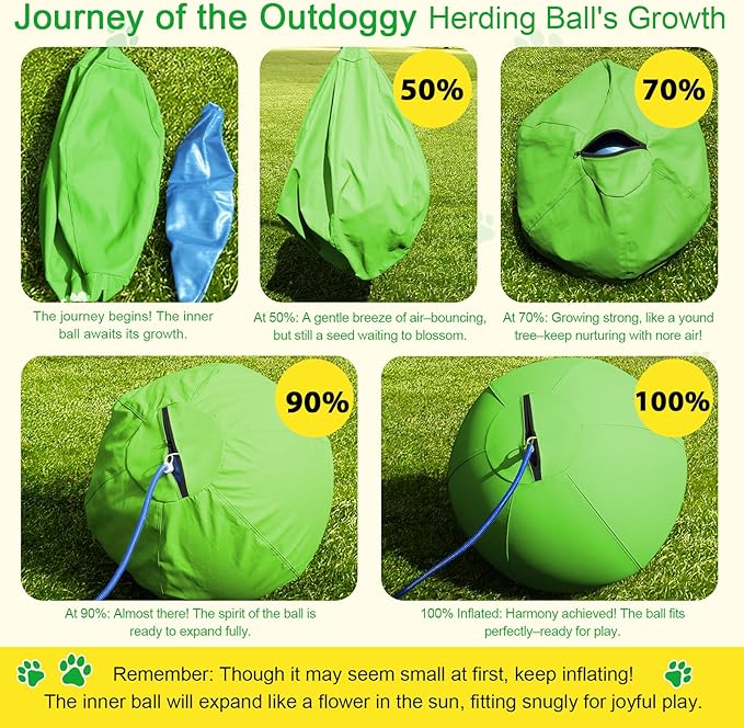 Herding Ball for Dogs 22 Inch - Dual-Layer Heavy Duty Herding Ball for Australian Shepherds, Border Collies & Cattle Dogs | Outdoor Herding Toy for Medium/Large Dogs - Backyard Training and Play-Green