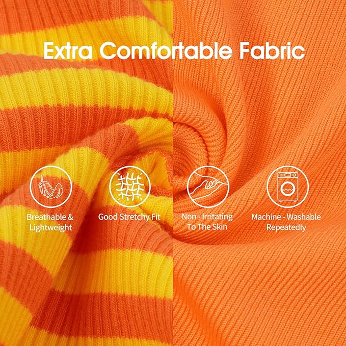IECOii 2 Pack Dog T-Shirt for Small Dogs | Breathable Stretch Fit for Summer, UV Sun Protection for Chihuahua & Cats, Orange+Stripes,M