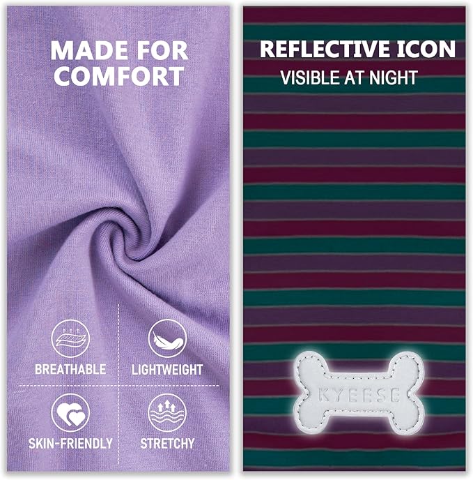 KYEESE 2Pack Dog Shirts Small Tee Soft for Small Dogs Striped T Shirt Lightweight Sleeveless Vest Cotton Tank Top Clothes, Large,Purple+Orange Striped