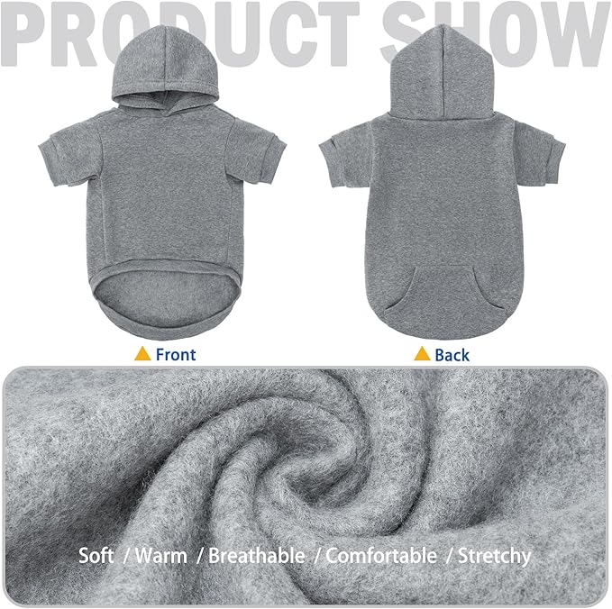 SCENEREAL Dog Hoodie Sweaters for Small Medium Large Size Dogs, Fleece Pet Sweatshirt with Hat and Pocket,Soft Cold Winter All Weather Puppy Clothes for S to XL Sized Dogs,Grey (L)