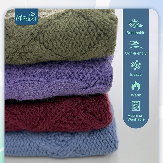 Mihachi Turtleneck Dog Sweater - Winter Coat Apparel Classic Cable Knit Clothes with Leash Hole for Cold Weather, Ideal Gift for Pet in New Year Army Green New ML