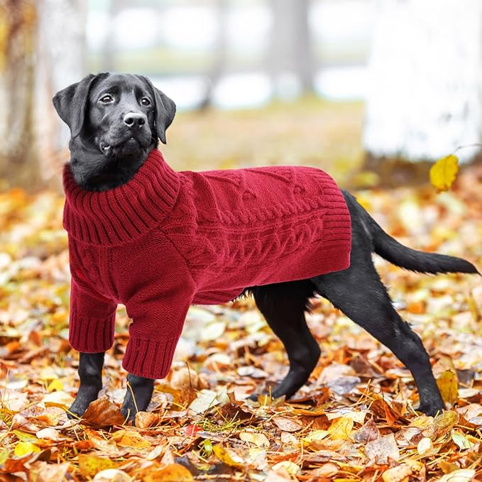 ASENKU Knitted Dog Sweater, Pullover Big Thermal Dog Winter Sweater, Turtleneck Doggy Sweaters for Large Medium Dogs Boy Girl,Warm Pet Sweatshirt for German Shepherd,Great Dane,4XL