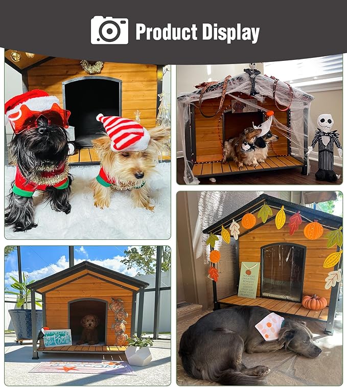 Extra Large Insulated Dog House Outdoor, Weatherproof Wooden Dog House with Porch for Winter with 6 Sides All-Round Foam with Strong Metal Chew Proof Frame