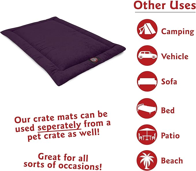 Majestic Pet Orthopedic Memory Foam Dog Crate Mat - Plush Pet Bed Pad for Crates & Kennels | USA Crafted | 30"x21" Villa Aubergine