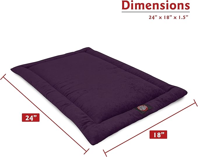 Majestic Pet Orthopedic Memory Foam Dog Crate Mat - Plush Pet Bed Pad for Crates & Kennels | USA Crafted | 24"x18" Villa Aubergine