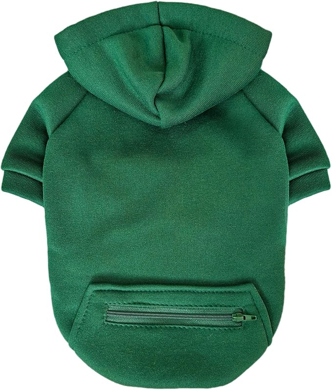 Jecikelon Pet Dog Cold Weather Coat with Pocket Winter Dog Hoodie Warm Puppy Clothes for Small Dogs Chihuahua Clothing (Green, X-Small)