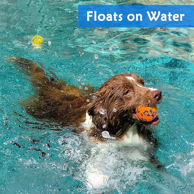 2Pcs Super Bouncy Dog Balls, Fun Indestructible Tennis Balls for Aggressive Chewers, Durable Floating Fetch Toys for Small Dogs with Lifetime Replacement