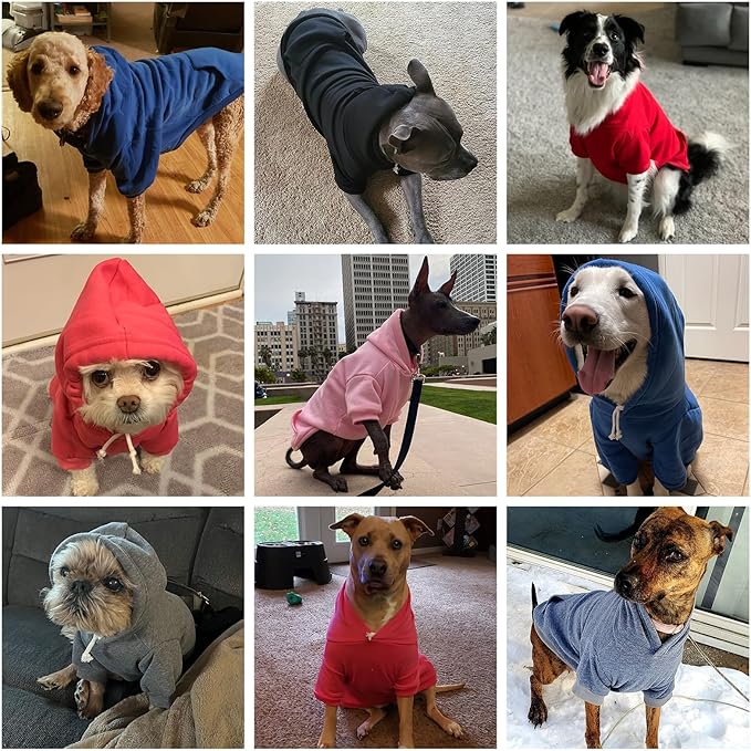 KOOLTAIL Basic Dog Hoodie - Soft & Warm Dog Hoodie Sweater with Leash Hole and Pocket, Dog Winter Coat, Cold Weather Clothes Sweatshirt for Small Medium Large Dogs Puppy Cat Boys Girls Purple L