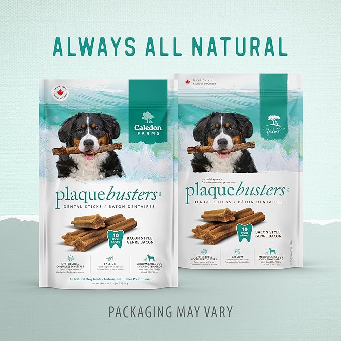 Caledon Farms Plaque Busters with Bacon Dog Treats: Grain Free, Gluten Free, No Additives, Colors or Preservatives, Brown 8 Count (Pack of 1)