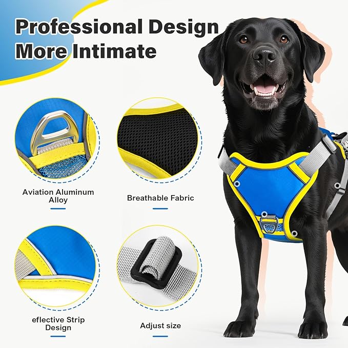 No Pull Dog Harness, 2 in 1 Retractable Harness with Auto-Lock, Reflective Breathable Mesh and Handle, Adjustable Leash Set for Small, Medium,Large Dogs,Cats (Color 2, M)