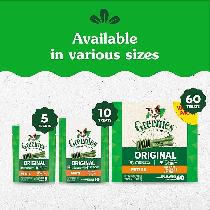 Greenies Original Petite Dental Dog Treats, 27 oz. Pack (45 Treats)