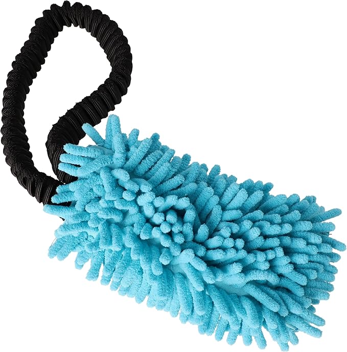 Dingo Shaggy Toy for Dogs, Soft Nubby-Textured Noodle Plush, tug Toy with Bungee Strong Shock Tugger for Dog Training, Agility Sport, tug of war 9-18in Blue 15672