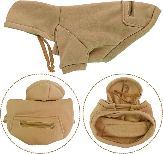 Jecikelon Pet Dog Cold Weather Coat with Pocket Winter Dog Hoodie Warm Puppy Clothes for Small Dogs Chihuahua Clothing (Khaki, X-Large)