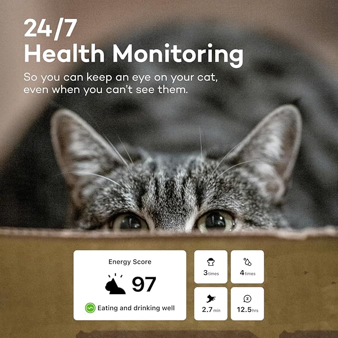 Health Tracker for Cats - Smart Cat Collar with Safety Breakaway Buckle for Indoor Cats, Wellness Alerts, Real-time Monitoring (Pop (Mosaic),M)