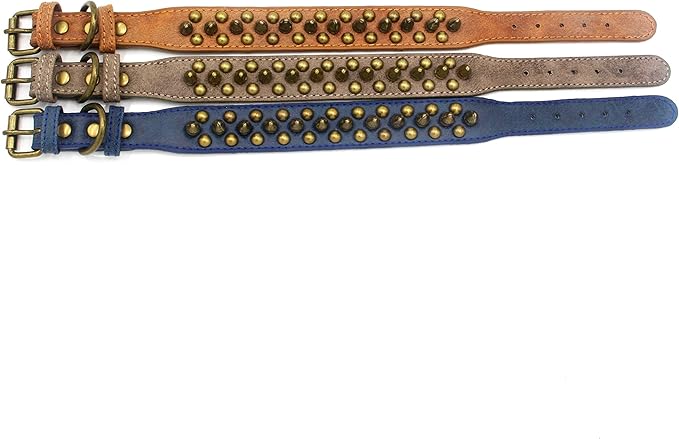 Spiked Dog Collar Soft Pu Leather Mushrooms Rivet Spike Studded Puppy Adjustable Pet Collars for Small Breeds (XS, Grey1)