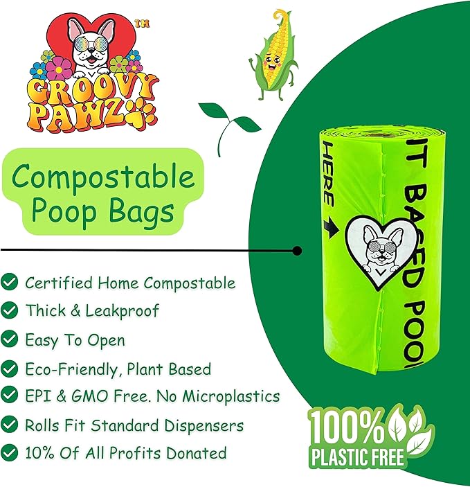 Certified Compostable Dog Poop Bags, 240 Count, Plant Based, Eco Friendly, Extra Strong, Leakproof, No Odor, Pet Supplies