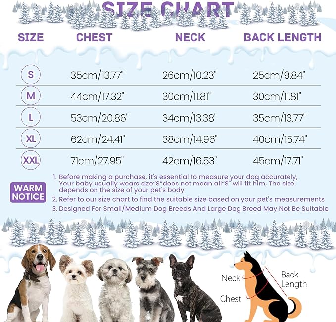 BRKURLEG Purple Dog Coat with Harness, Dog Winter Jacket, Dogs Onesie Body Warm Jackets, Small Dogs Winter Coats Reflective Windproof Warm Cold Weather Coats, Pet Waterproof Jackets, XL