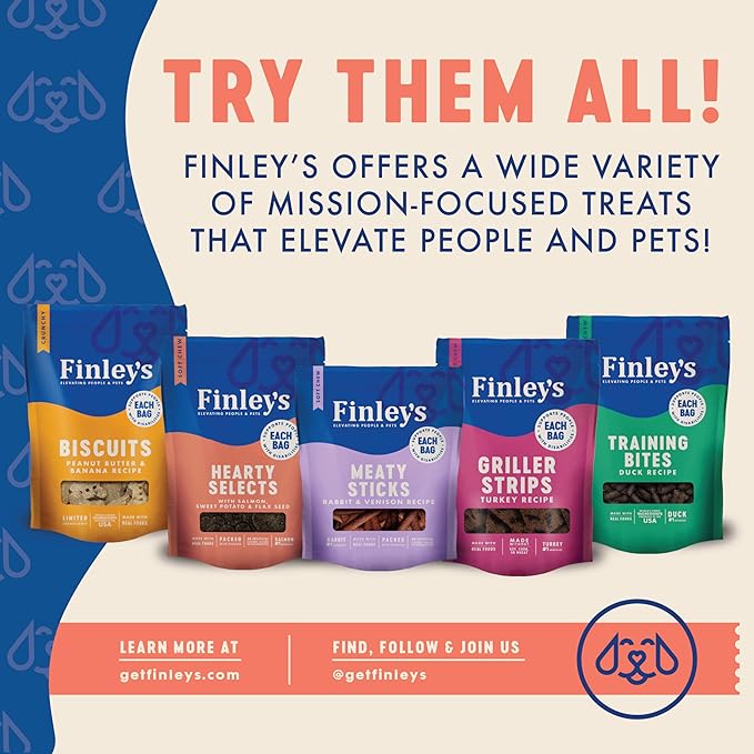 Finley's Hearty Selects Dog Treats, Hearty Selects Salmon, Sweet Potato, and Flax Seed, Soft-Baked, Functional Ingredients, Made in USA, 12 Ounce (Pack of 1)