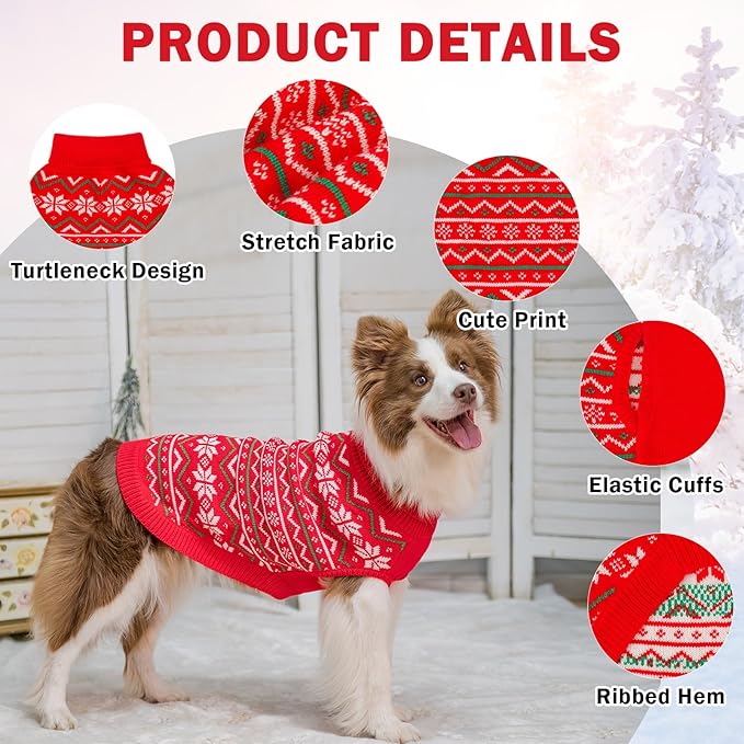 SCENEREAL Dog Sweaters for Small Dogs - Soft, Warm Turtleneck Small Dog Sweater, Ugly Knit Dog Christmas Outfits for Dachshund, Chihuahua, Pug, Yorkie,Winter Pet Clothes Girl Boy, XS