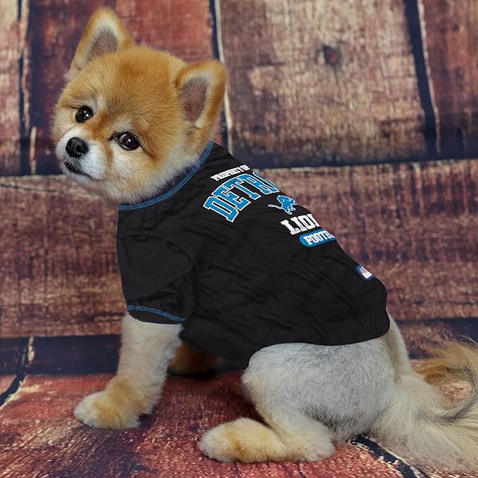 NFL Detroit Lions Dog T-shirt Small. - Licensed Shirt for Pets Team Colored with Team Logos- Premium Stretchable Materials for the comfort of your Dog & Cat