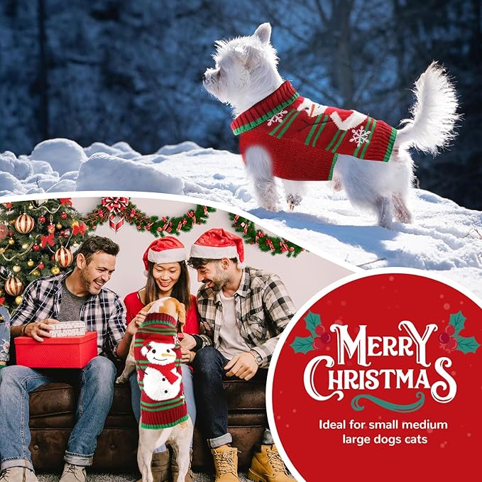 PETCARE Red Snowman Dog Sweater Christmas Dog Sweaters Vest Ugly Snow Xmas Puppy Costume Pet Holiday New Year Fall Winter Clothes for Small Medium Large Dogs Cats Pullover Sweaters Outfits,XX-Large