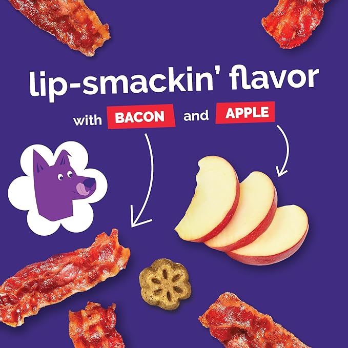 Fruitables Skinny Mini Dog Treats, Healthy Sweet Potato Treat for Dogs, Low Calorie & Delicious, Puppy Training, No Wheat, Corn or Soy, Made in the USA, Bacon and Apple Flavor, 5oz