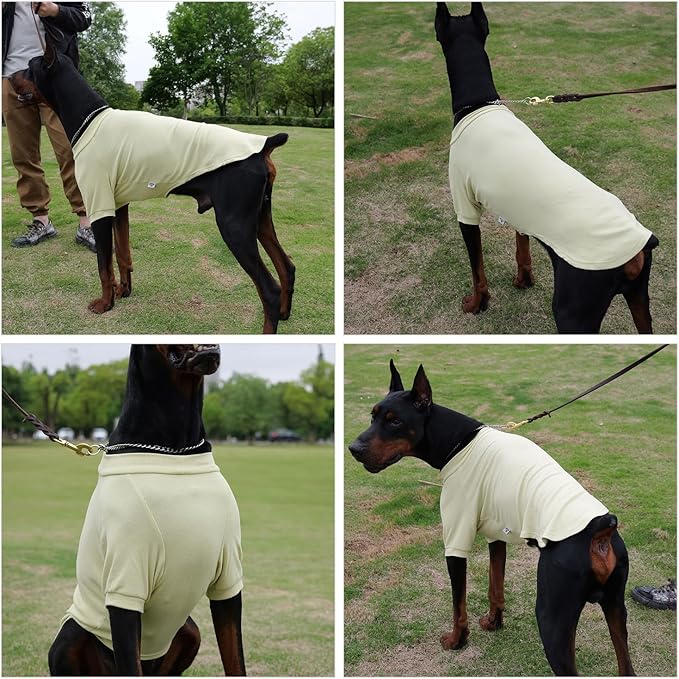 Lovelonglong Ribbed Dog T-Shirt Cotton Knitted Dog Sweaters for All Season Pet T-Shirts for Large Medium Small Dogs Chartreuse S