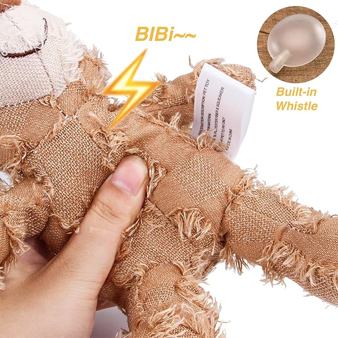 Dog Companion For Heavy Chewers-New Indestructible Robust Bear Dog Toy, Resistant Squeaky Dog ToysFor Heavy Chewers , Unbreakable Stuffed Plush Dog Toys For Aggressive Chewers (G-Navy+Oak+Purple)