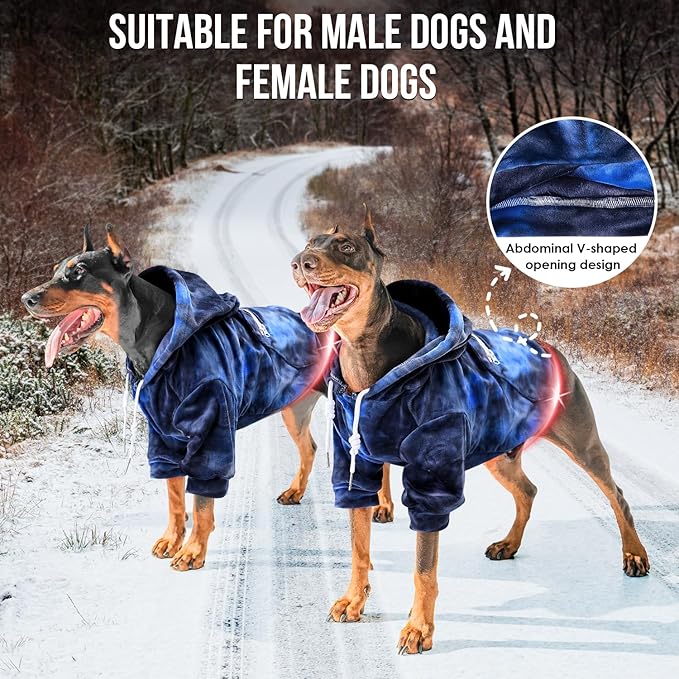 SlowTon Dog Hoodie Tie Dye - Warm Dog Sweater Hoodies with Pocket, Fall Winter Dogs Coat Jacket Pet Outfit Puppy Hooded Sweatshirt Clothes for Small Medium Large Dogs (Blue,XL)