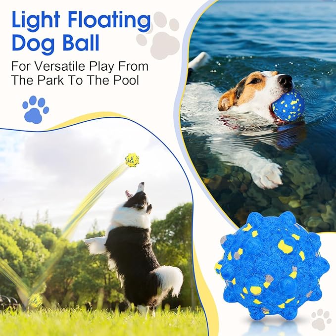 Dog Balls for Aggressive Chewers, 4PCS Etpu Dog Toy Ball, Tennis Balls for Dogs Aggressive Chewers, Indestructible Chew for Large Medium Small Dogs (Yellow + Blue)