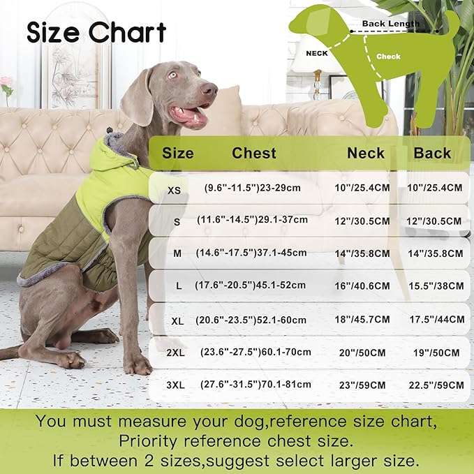 Detachable Hooded Dog Coat with Harness for Small Dogs,Super Warm Fleece Puppy Jacket for Cold Winter Doggie Coats,Green S