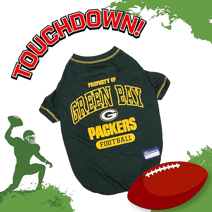 NFL Green Bay Packers Dog T-shirt X-Large. - Licensed Shirt for Pets Team Colored with Team Logos- Premium Stretchable Materials for the comfort of your Dog & Cat