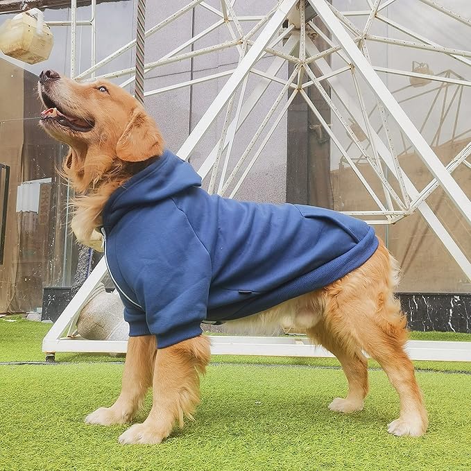 Extra Large Dog Clothes Hoodies Zip Up Sweaters for Big Dogs Great Dane Caucasian Sheepdog Blue 9XL