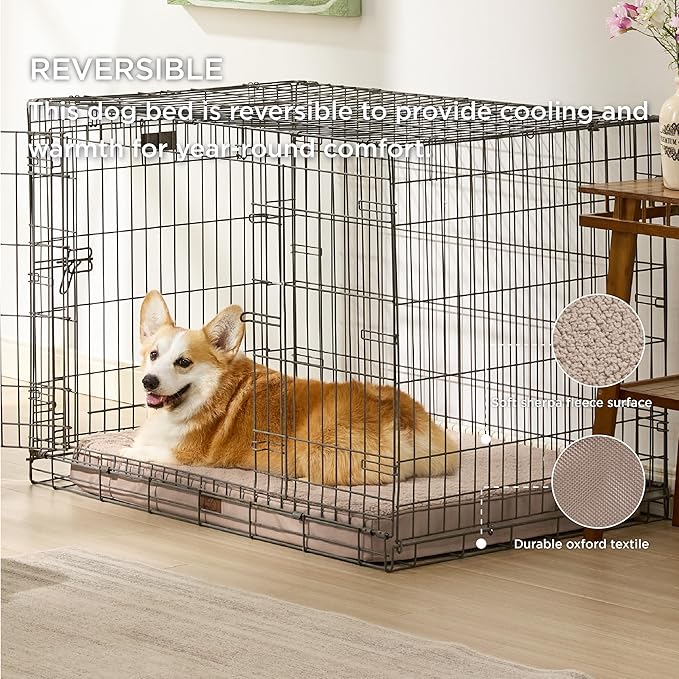 Bedsure Large Dog Bed for Crate - Comfy Flat Pet Beds with Removable Washable Cover, Orthopedic Egg Crate Foam Crate Mat, Suitable for Pet Up to 50 lbs