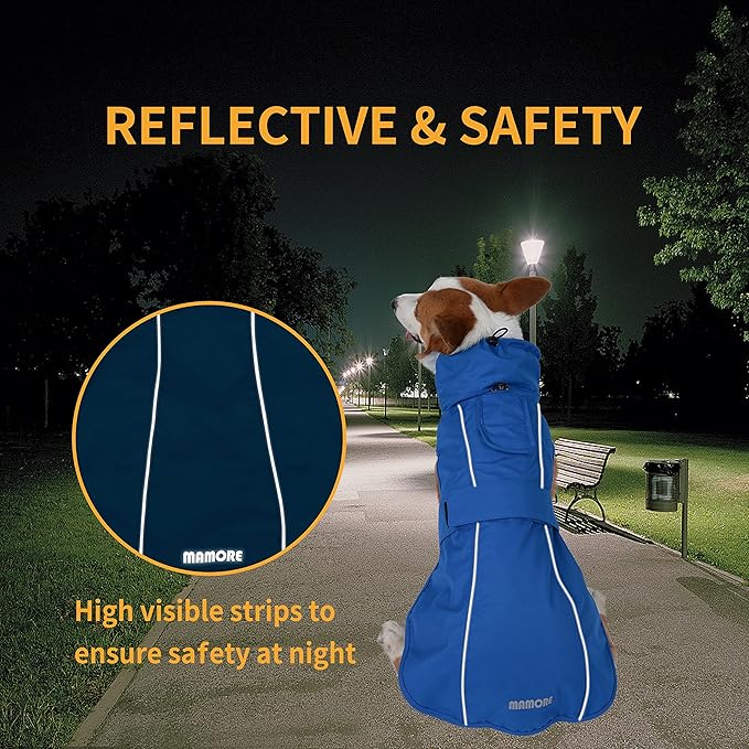 Adjustable Waterproof Dog Raincoat for Dogs,Lightweight Pet Rain Jacket Puppy Clothes with Reflective Strip for Small Medium Large Dogs (Yellow, Medium)