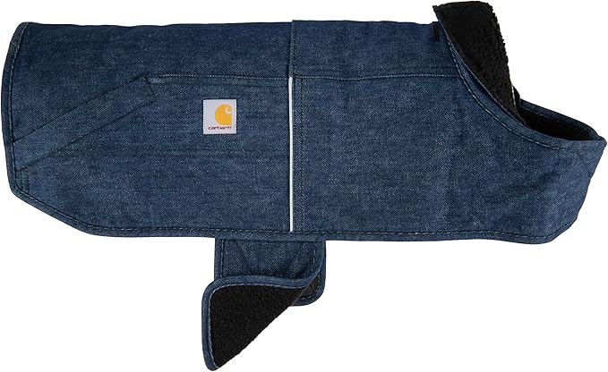 Carhartt Firm Duck Dog Chore Coat, Insulated Weather Resistant Jacket for Cold and Windy Conditions, Denim, Large