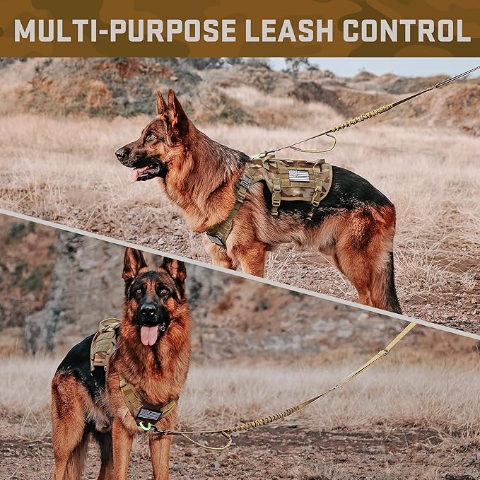 Forestpaw Dog Harness Medium Sized,Tactical Dog Harness with Handle,No Pull Military Style Service Dog Vest with Pockets Adjustable for Medium Large Dogs,Camouflage Brown,Chest 15.5-25.5"